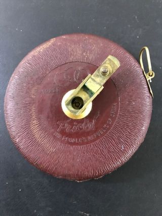 Antique Tricle Tape Measure 66ft In Length Dark Red I17