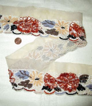 Vintage Antique Border Sari Trim Lace Rare Old Sequins Embroidered 2 Feet Unique