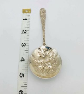 Antique S.  Kirk & Son Sterling Repousse Jam,  Jelly,  Berry Spoon - Estate - 5.  25in 2