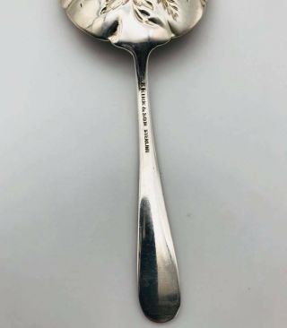 Antique S.  Kirk & Son Sterling Repousse Jam,  Jelly,  Berry Spoon - Estate - 5.  25in 4