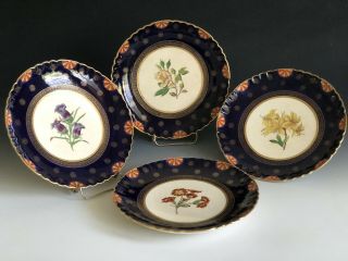 Set Of 4 Antique Minton England Hand Painted Plates Victorian Aesthetic