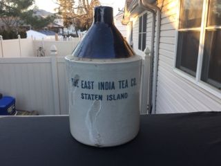 1 Gallon Marked The East India Tea Co.  Staten Island Crock Jug