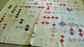 Antique Early 1900s Hand Stitched Cotton Cutter Quilt