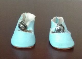 Vintage Vogue Ginny Doll Light Blue Oilcloth Shoes w/ Center Snap 2