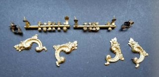 Antique Brass Dollhouse 2 Pc Expandable Curtain Rods With Clips Tiebacks Ect