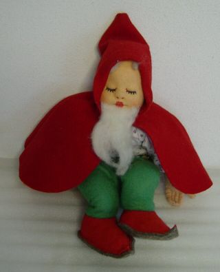 Cute Vintage 50s Thea Graf ? Kersa ? Flexible Felt Doll Sleeping Dwarf Gnome