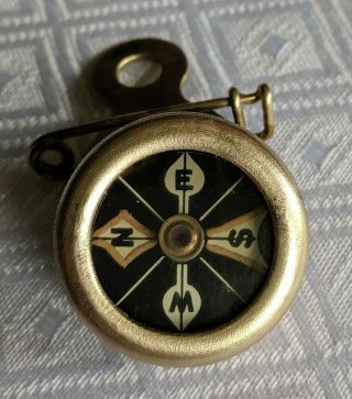 Vintage Marbles Gladstone Brass Pin On Compass,  Michigan Usa