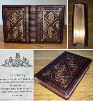 1862 Antique The Holy Bible Old & Testaments Fine Leather Binding