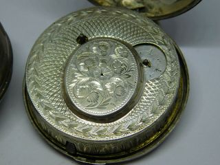 Antique Verge Fusee Silver Pair Cased Pocket Watch.  Large Size.