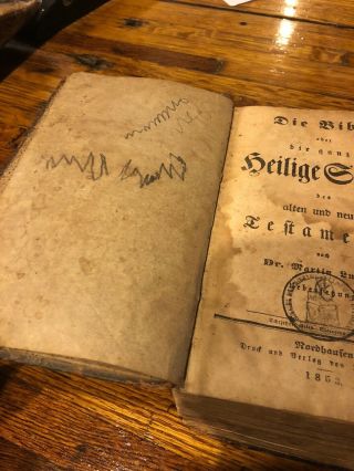 1853 Martin luther German Bible Carl Muche Antique Stamped Muller Old Testam 5