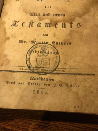1853 Martin luther German Bible Carl Muche Antique Stamped Muller Old Testam 7