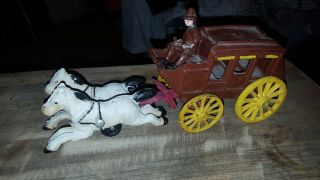 Antique Cast Iron Horse And Carriage W/ Cowboy
