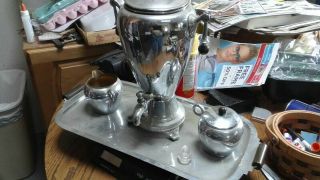 vintage ge Hotpoint electric percolator w/serving tray antique? w/sugar & Creame 5