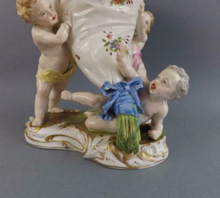 Antique Large Jean Gille French Porcelain Figural Horn Vase by Vion Baury 19C 2