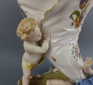 Antique Large Jean Gille French Porcelain Figural Horn Vase by Vion Baury 19C 3