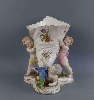 Antique Large Jean Gille French Porcelain Figural Horn Vase by Vion Baury 19C 4