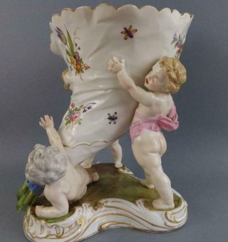 Antique Large Jean Gille French Porcelain Figural Horn Vase by Vion Baury 19C 6