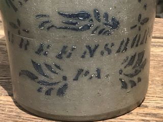 Antique T.  F.  Reppert Stoneware Crock Jar Greensboro PA Salt Glazed 3