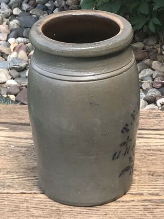 Antique T.  F.  Reppert Stoneware Crock Jar Greensboro PA Salt Glazed 4