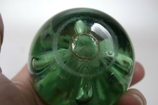 EARLY SULPHUR GREEN GLASS DUMP PAPERWEIGHT WITH COLOURS VERY RARE 7