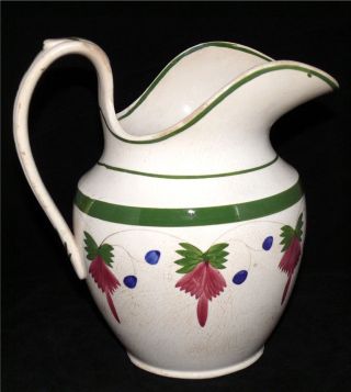 Pottery Water Jug Milk Pitcher Antique English 19th Century