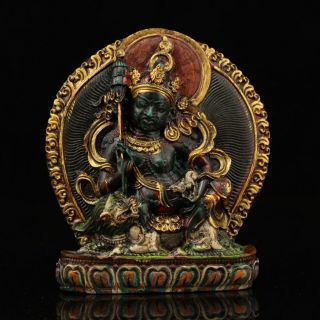 Rare Chinese Turquoise Hand - Carved Tibetan Buddha Statue