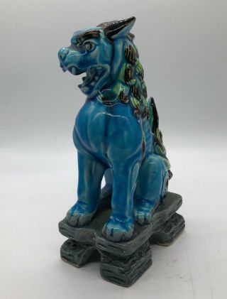 Turquoise Ceramic Glazed Single Foo Dog - - 8 