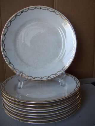 Set Of 9 Vintage Antique Homer Laughlin Gold Trim 7 " Plates