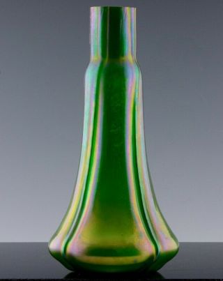 Antique C1900 Loetz Silberiris Austrian Green Art Glass Cabinet Vase