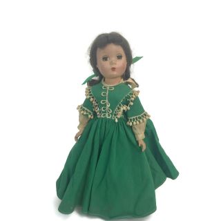 Vintage 1950s Madame Alexander 14 " Jo Little Women Hard Plastic Doll Green Dress