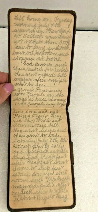 1893 Handwritten Travel Diary N.  A.  S.  M.  Holland America Line N.  Y.  To Rotterdam