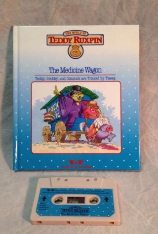 1985 - Teddy Ruxpin The Medicine Wagon Book And Cassette Tape Set Vg