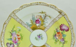 Set of 6 Antique Dresden HP Porcelain Courting Couples Plates circa 1890 2