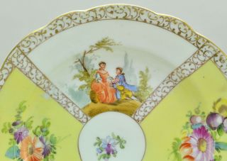 Set of 6 Antique Dresden HP Porcelain Courting Couples Plates circa 1890 3