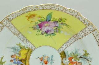 Set of 6 Antique Dresden HP Porcelain Courting Couples Plates circa 1890 4