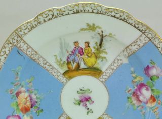 Set of 6 Antique Dresden HP Porcelain Courting Couples Plates circa 1890 7