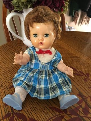 Vintage American Character 12 " Tiny Tears Doll Saran Rooted Hair