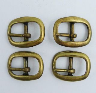 4 X Antique Brass Belt Buckles,  Possibly Military