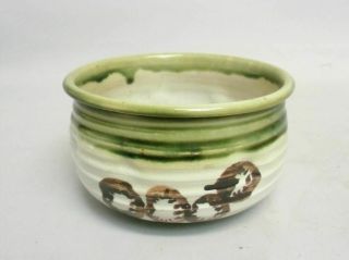 Japanese Tea Ceremony Kensui Slop Basin Pot Vtg Oribe Ware Pottery Tb368