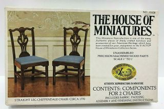 Vintage Dollhouse House Of Miniatures Straight Leg Chippendale Chair No 40028