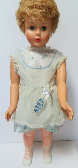 Vintage 35 " Walking Doll In Clothes And Box