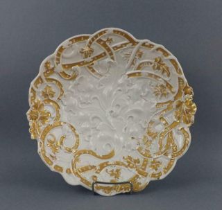 Exquisite Antique Meissen Rococo Raised Relief Gilded Porcelain Bowl Circa 19c