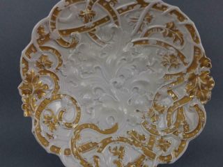 Exquisite Antique Meissen Rococo Raised Relief Gilded Porcelain Bowl circa 19C 3
