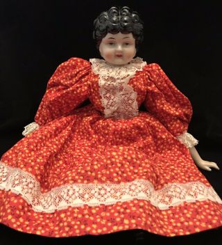 Porcelain China Doll 17” Prairie Style Outfit Collectible Toy Memorabilia Vtge