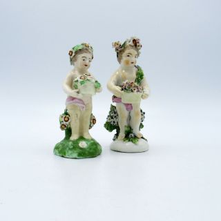 Two Antique English Derby Porcelain Figures of Putti Cupids 18th Century,  NR 2