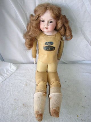 Vintage Doll 19 Inch German Bisque Head Am 370 Teeth Florodora Stuffed Body