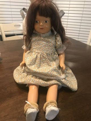 Antique Composition/cloth Girl Doll 18 Inches Tall Blue Eyes 1910