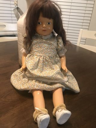 Antique Composition/Cloth Girl Doll 18 Inches Tall Blue Eyes 1910 2
