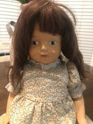 Antique Composition/Cloth Girl Doll 18 Inches Tall Blue Eyes 1910 3