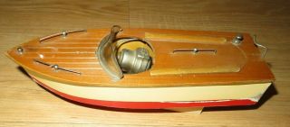 Antique Toy Wood Boat With Motor 219